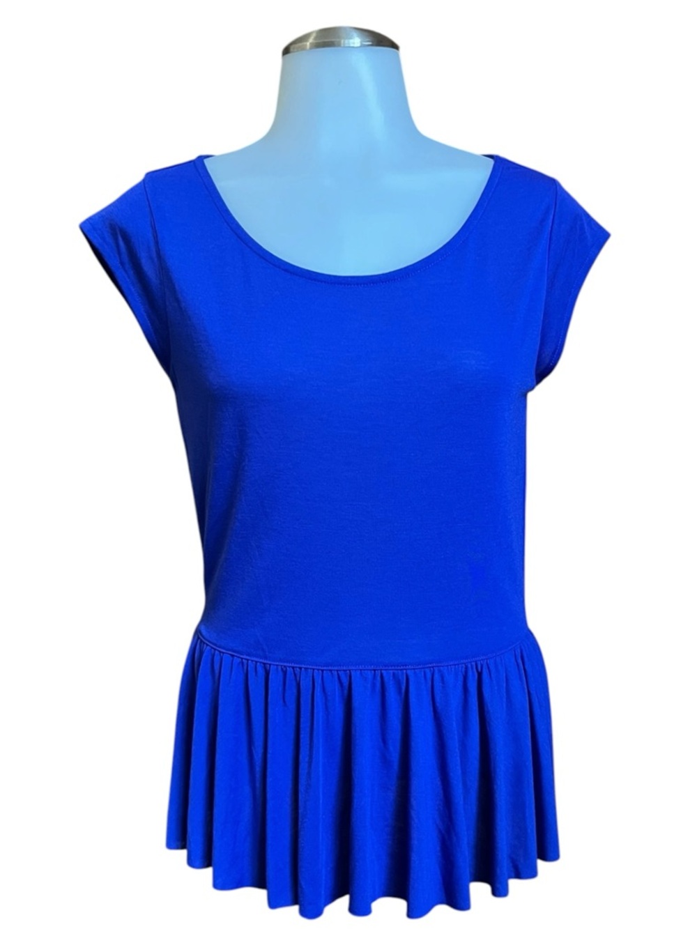Small American Eagle Royal Blue Keyhole peplum top sleeveless ruffle
